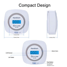 Load image into Gallery viewer, 3 Packs Carbon Monoxide Detectors - Hembisen CO Alarm Detector Monitor Battery Operated with Digital Display for House Kitchen Restaurant Hotel Office
