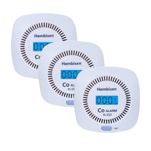 Load image into Gallery viewer, 3 Packs Carbon Monoxide Detectors - Hembisen CO Alarm Detector Monitor Battery Operated with Digital Display for House Kitchen Restaurant Hotel Office
