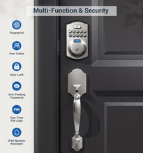 Load image into Gallery viewer, Veise Fingerprint Door Lock, Keyless Entry Door Lock, Electronic Keypad Deadbolt, Biometric Smart Locks for Front Door, Auto Lock, Anti-Peeking Password, Easy Install, Satin Nickel
