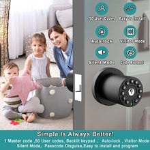 Load image into Gallery viewer, BOTHSTAR Keypad Door Knob with Key, Keyless Code Entry Lock, Auto Lock, 50 User Code, Easy to Install, for Home ,Office, Hotel, Bedroom, Garage, No Deadbolt
