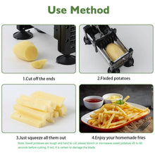 Load image into Gallery viewer, Votron French Fry Cutter Potato Cutter Stainless Steel with 2 Size Durable Blades for Vegetables, Potato, Onions, Carrots, Cucumbers, Fruits, Apples
