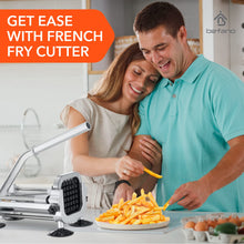 Load image into Gallery viewer, Befano French Fry Cutter, Stainless Steel Potato Cutter with 1/2 Inch and 3/8 Inch Blades, Commercial French Fries Slicer for Whole Potatoes, Carrots, Cucumbers
