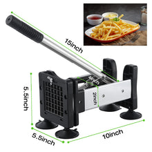 Load image into Gallery viewer, Votron French Fry Cutter Potato Cutter Stainless Steel with 2 Size Durable Blades for Vegetables, Potato, Onions, Carrots, Cucumbers, Fruits, Apples
