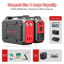 Load image into Gallery viewer, Apowking Portable Power Bank with AC Outlet, 146Wh/39600mAh 110V/100W Laptop Charger Battery Backup, External Battery Pack Power Supply for Home Emergency Outage, Outdoor Camping RV Trip Adventure
