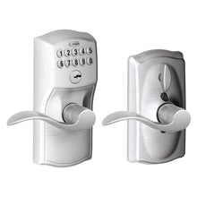 Load image into Gallery viewer, SCHLAGE FE595 CAM 626 ACC Camelot Keypad Entry with Flex-Lock and Accent Levers, Brushed Chrome

