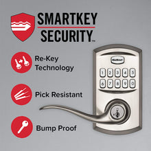 Load image into Gallery viewer, Kwikset 99170-001 SmartCode 917 Keypad Keyless Entry Traditional Residential Electronic Lever Deadbolt Alternative with Tustin Door Handle and SmartKey Security, Satin Nickel, Large
