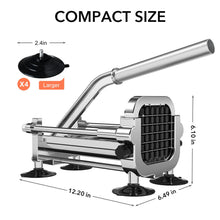 Load image into Gallery viewer, Befano French Fry Cutter, Stainless Steel Potato Cutter with 1/2 Inch and 3/8 Inch Blades, Commercial French Fries Slicer for Whole Potatoes, Carrots, Cucumbers
