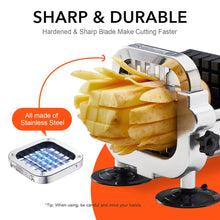 Load image into Gallery viewer, Befano French Fry Cutter, Stainless Steel Potato Cutter with 1/2 Inch and 3/8 Inch Blades, Commercial French Fries Slicer for Whole Potatoes, Carrots, Cucumbers
