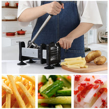 Load image into Gallery viewer, Votron French Fry Cutter Potato Cutter Stainless Steel with 2 Size Durable Blades for Vegetables, Potato, Onions, Carrots, Cucumbers, Fruits, Apples
