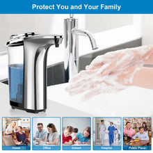 Load image into Gallery viewer, PZOTRUF Automatic Soap Dispenser,Touchless Dish Soap Dispenser 17oz/500ml with Upgraded Infrared Sensor, 5 Adjustable Soap Dispensing Levels, Liquid Hand Soap Dispenser for Bathroom (Silver Set)
