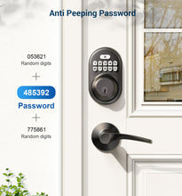 Load image into Gallery viewer, Veise Keyless Entry Door Lock with 2 Lever Handles - Electronic Keypad Deadbolt, Auto Lock, Back Lit &amp; Easy Installation Design, Front Door Handle Sets,Matte Black
