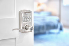 Load image into Gallery viewer, Kwikset 99170-001 SmartCode 917 Keypad Keyless Entry Traditional Residential Electronic Lever Deadbolt Alternative with Tustin Door Handle and SmartKey Security, Satin Nickel, Large
