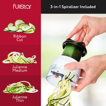 Load image into Gallery viewer, Fullstar All-in-1 Vegetable Chopper, Mandoline Slicer &amp; Cheese Grater - Multi Blade French Fry Cutter &amp; Veggie Dicer - Includes Bonus Handheld Spiralizer &amp; Kitchen Gadgets (5 in 1, Black/White)
