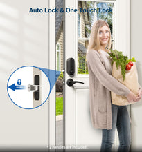 Load image into Gallery viewer, Veise Keyless Entry Door Lock with 2 Lever Handles - Electronic Keypad Deadbolt, Auto Lock, Back Lit &amp; Easy Installation Design, Front Door Handle Sets,Matte Black
