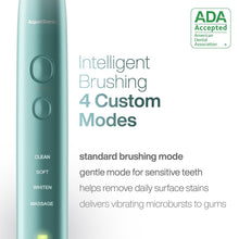 Load image into Gallery viewer, Aquasonic Vibe Series Ultra-Whitening Toothbrush – ADA Accepted Power Toothbrush - 8 Brush Heads &amp; Travel Case – 40,000 VPM Motor &amp; Wireless Charging - 4 Modes w Smart Timer – Mint Green Metallic
