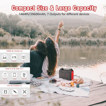 Load image into Gallery viewer, Apowking Portable Power Bank with AC Outlet, 146Wh/39600mAh 110V/100W Laptop Charger Battery Backup, External Battery Pack Power Supply for Home Emergency Outage, Outdoor Camping RV Trip Adventure
