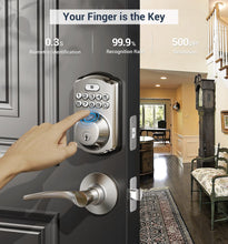 Load image into Gallery viewer, Veise Fingerprint Door Lock, Keyless Entry Door Lock, Electronic Keypad Deadbolt, Biometric Smart Locks for Front Door, Auto Lock, Anti-Peeking Password, Easy Install, Satin Nickel
