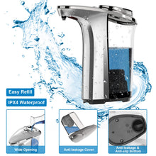 Load image into Gallery viewer, PZOTRUF Automatic Soap Dispenser,Touchless Dish Soap Dispenser 17oz/500ml with Upgraded Infrared Sensor, 5 Adjustable Soap Dispensing Levels, Liquid Hand Soap Dispenser for Bathroom (Silver Set)
