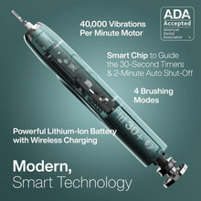 Load image into Gallery viewer, Aquasonic Vibe Series Ultra-Whitening Toothbrush – ADA Accepted Power Toothbrush - 8 Brush Heads &amp; Travel Case – 40,000 VPM Motor &amp; Wireless Charging - 4 Modes w Smart Timer – Mint Green Metallic
