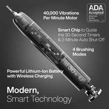 Load image into Gallery viewer, Aquasonic Vibe Series Ultra-Whitening Toothbrush – ADA Accepted Power Toothbrush - 8 Brush Heads &amp; Travel Case – 40,000 VPM Motor &amp; Wireless Charging - 4 Modes w Smart Timer – Charcoal Metallic
