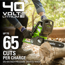 Load image into Gallery viewer, Greenworks 40V 12&quot; Cordless Compact Chainsaw (Great For Storm Clean-Up, Pruning, and Camping), 2.0Ah Battery and Charger Included

