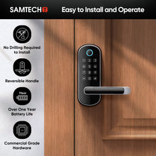 Load image into Gallery viewer, samtechT Smart Lock, Keyless Entry Door Lock, Smart Door Lock, Fingerprint Door Lock, Smart Door Lock with Handle, Digital Door Lock, Smart Lock for Front Door, Bluetooth Electronic Door Lock
